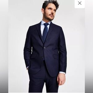 Kenneth Cole Reaction Navy Suit 40R Jacket 33W 30L Pants Like New Bag Included